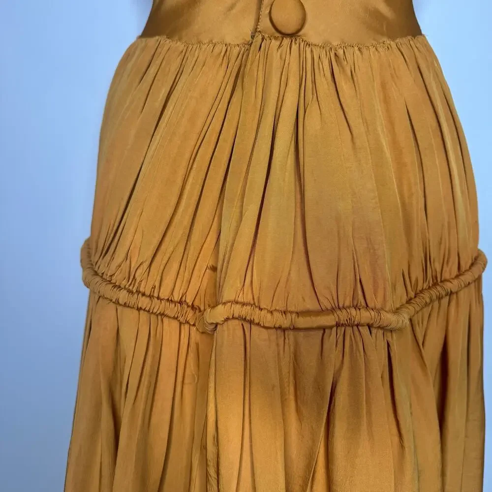Vintage 1930s Mustard Yellow Maxi Dress - Picture 9 of 11